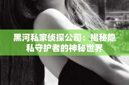 黑河私家侦探公司：揭秘隐私守护者的神秘世界