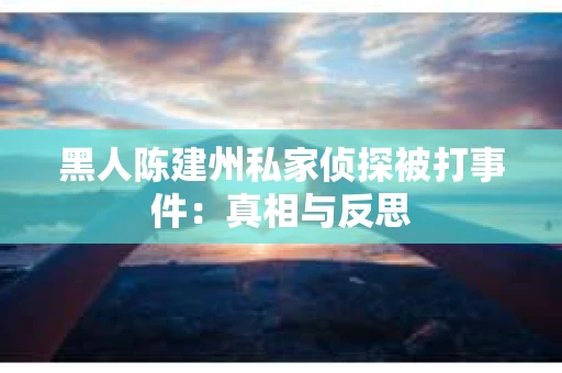 黑人陈建州私家侦探被打事件：真相与反思