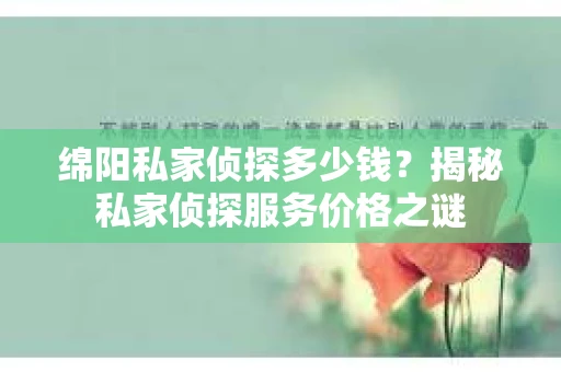 绵阳私家侦探多少钱？揭秘私家侦探服务价格之谜