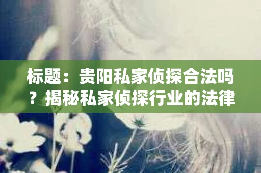 标题：贵阳私家侦探合法吗？揭秘私家侦探行业的法律边界