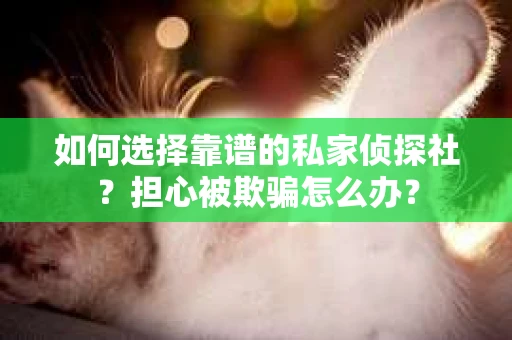 如何选择靠谱的私家侦探社?担心被欺骗怎么办? 如何选择靠谱的私家侦探社?担心被欺骗怎么办?